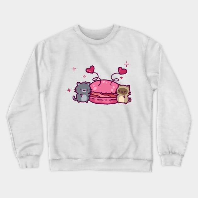 Cats and a giant pink macaron Crewneck Sweatshirt by GeraldineDraws